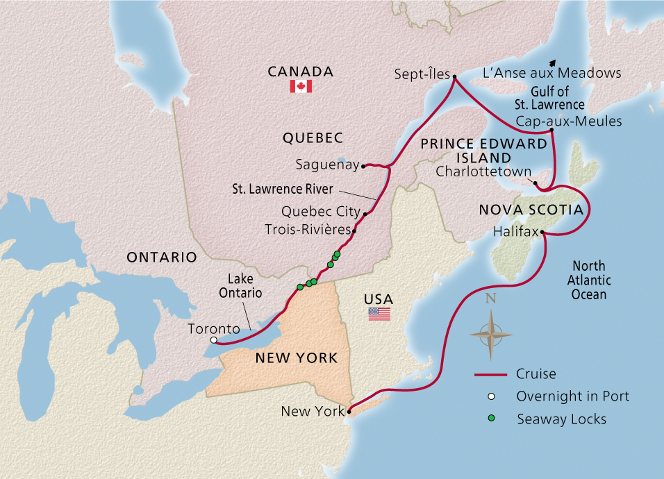 Map of the Canadian Discovery itinerary