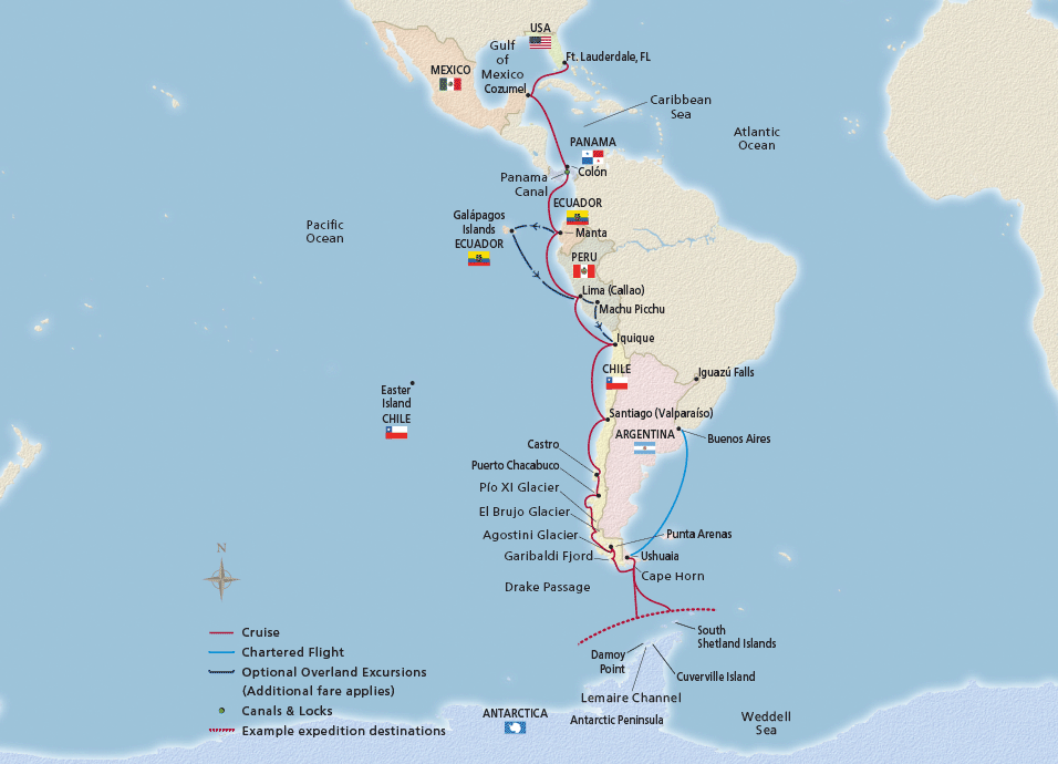 Map of NEW! The Americas & Antarctic Explorer itinerary
