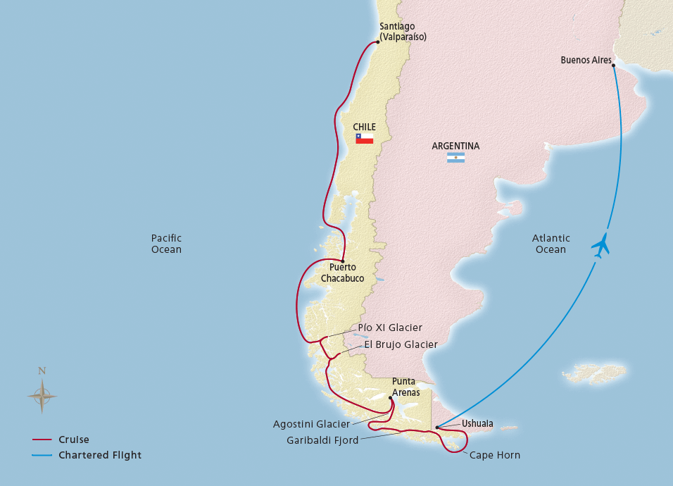 Map of NEW! Chilean Fjords & Scenic Shores itinerary