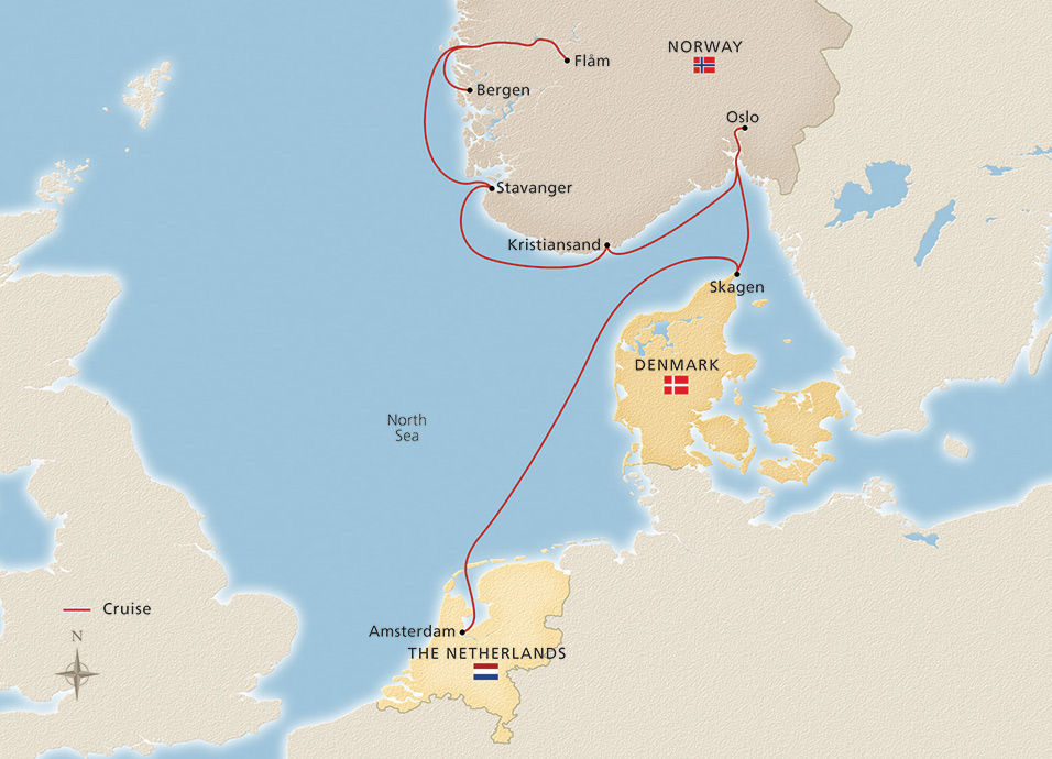 Map of Viking Shores & Fjords itinerary