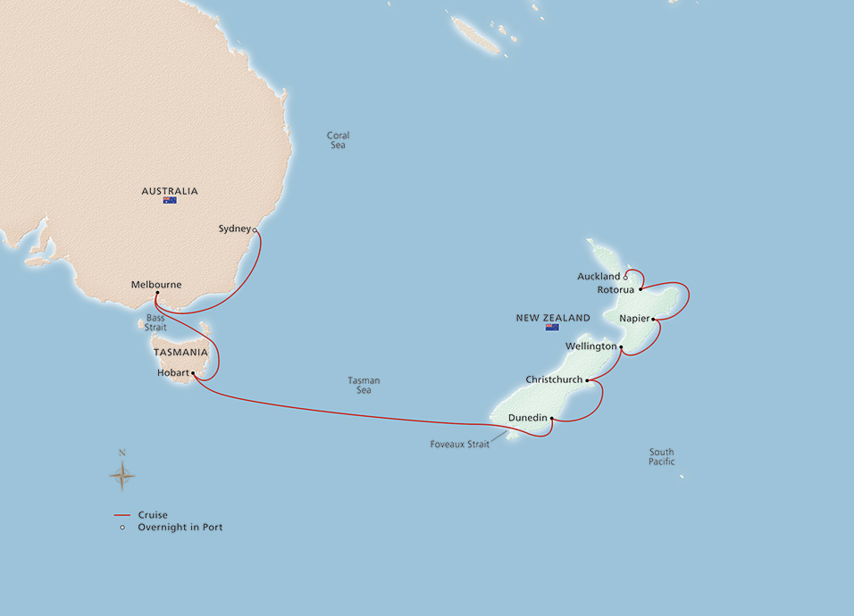 Map of Australia & New Zealand itinerary