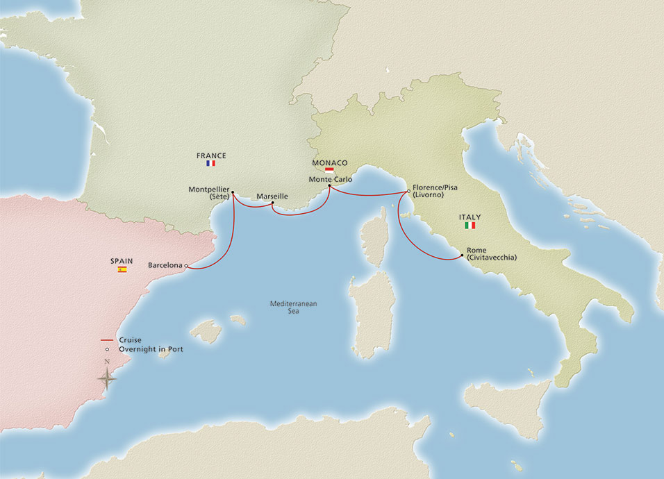 Iconic Western Mediterranean cruise route