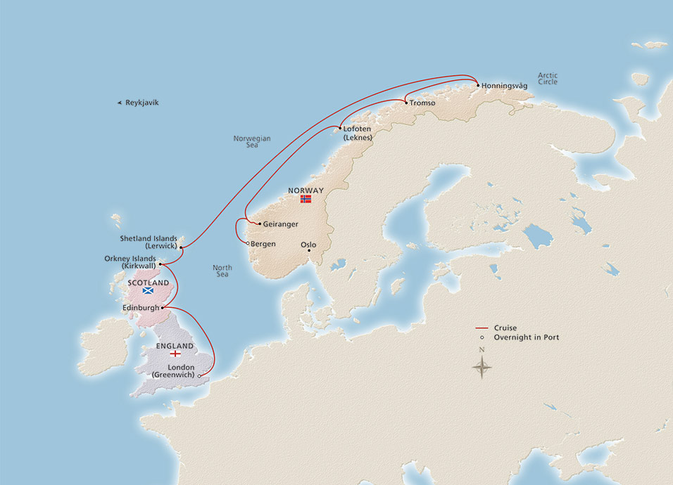 Map of Into the Midnight Sun itinerary