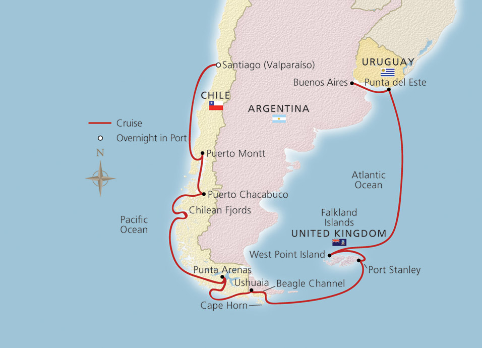 south america cruise map