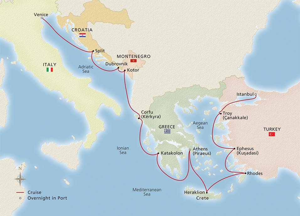 Map of Ancient Adriatic Treasures itinerary