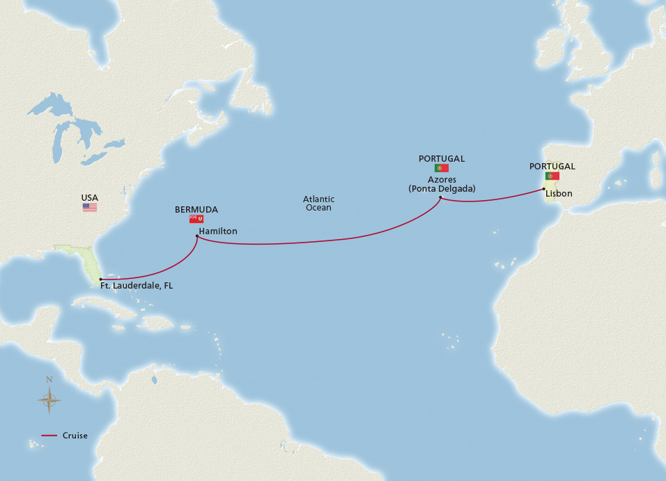 Map of Mid-Atlantic Crossing itinerary