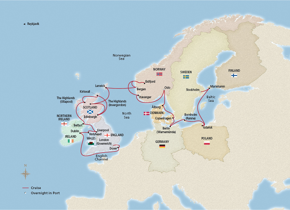 Map of the Scandinavia & the British Isles itinerary