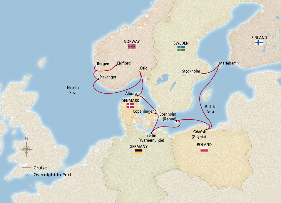 Map of Viking Homelands itinerary