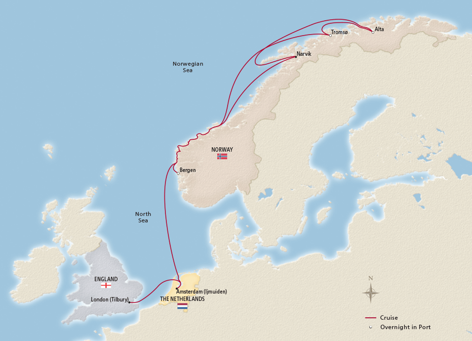 Map of In Search of the Northern Lights itinerary