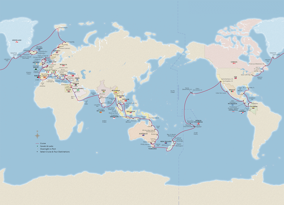 Map of NEW! Viking World Voyage I itinerary