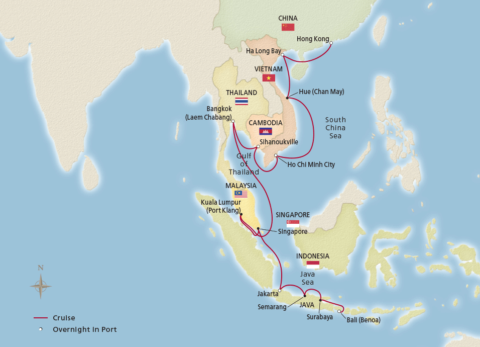 Map of Southeast Asia itinerary