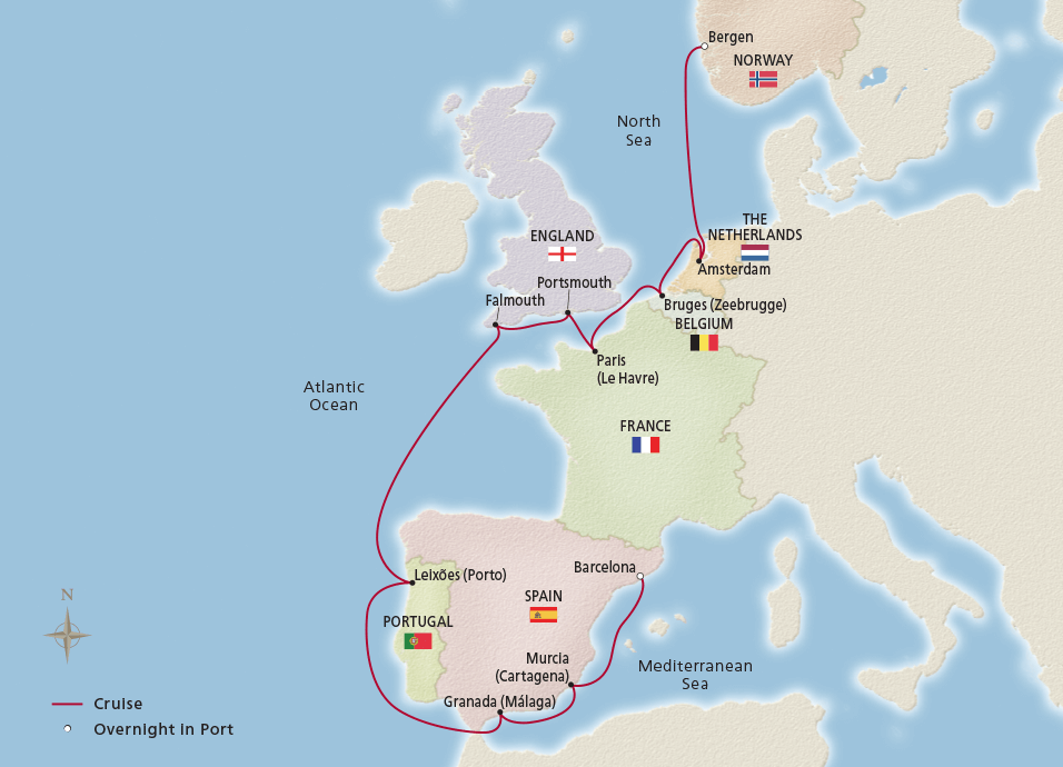 Map of Trade Routes of the Middle Ages itinerary