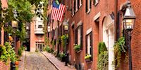 Acorn Street in the Beacon Hill neighborhood of Boston, USA