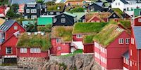Grass roof houses in Tórshavn of the Faroe Islands
