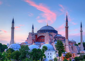 Hagia Sophia at twilight in Istanbul