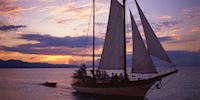 A sailing boat in the sunset at Montego Bay