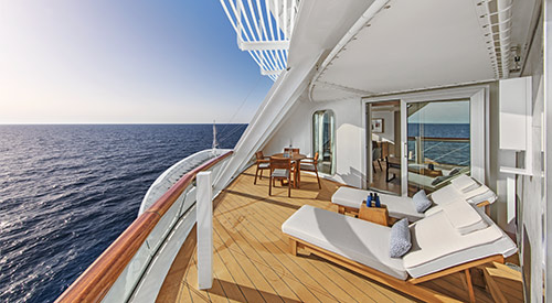 Veranda with deck chairs of the Explorer Suite stateroom